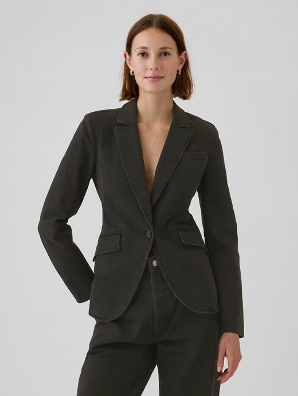 NWT GAP Black Wash Sz 12 Denim Blazer Jacket